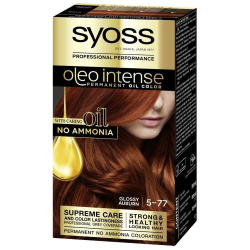 Syoss Oleo Intense Permanent Oil Hair Color Kit Επαγγελματική Μόνιμη Βαφή Μαλλιών για Εξαιρετική Κάλυψη & Έντονο Χρώμα που Διαρκεί, Χωρίς Αμμωνία 1 Τεμάχιο - 5-77 Καστανό Ανοιχτό Έντονο Χάλκινο